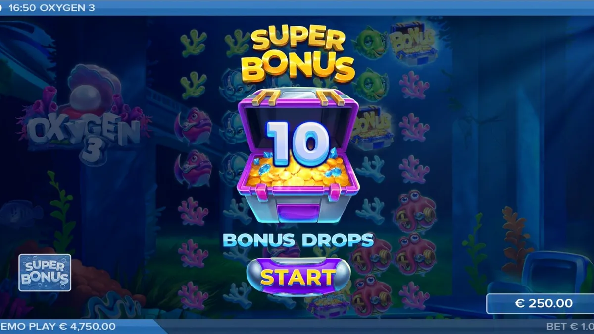 Tampilan visual slot Oxygen 3 dengan tema bawah laut apokaliptik